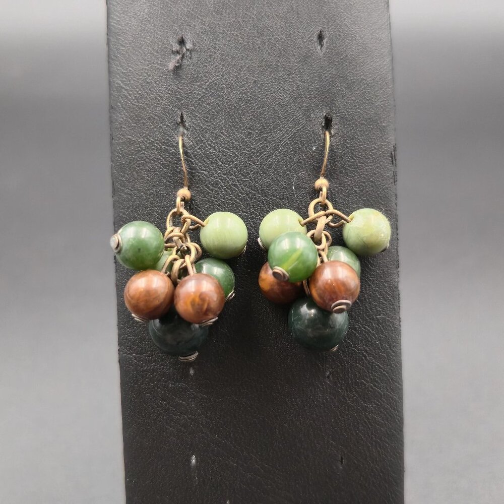 Copper Faux Stone Cluster Dangle Earrings A6575